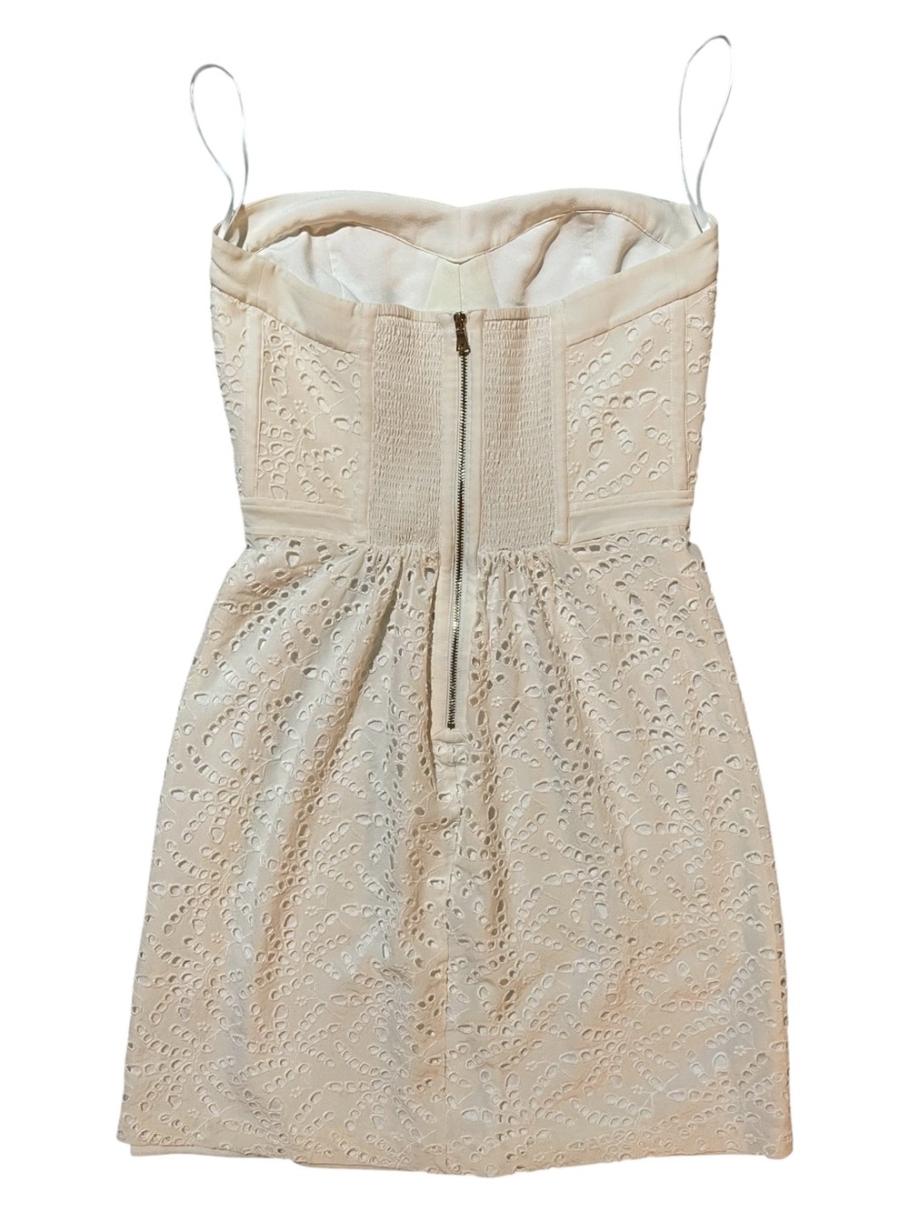REBECCA TAYLOR Off White Strapless Eyelet Mini Dress US 2 - Picture 5 of 12